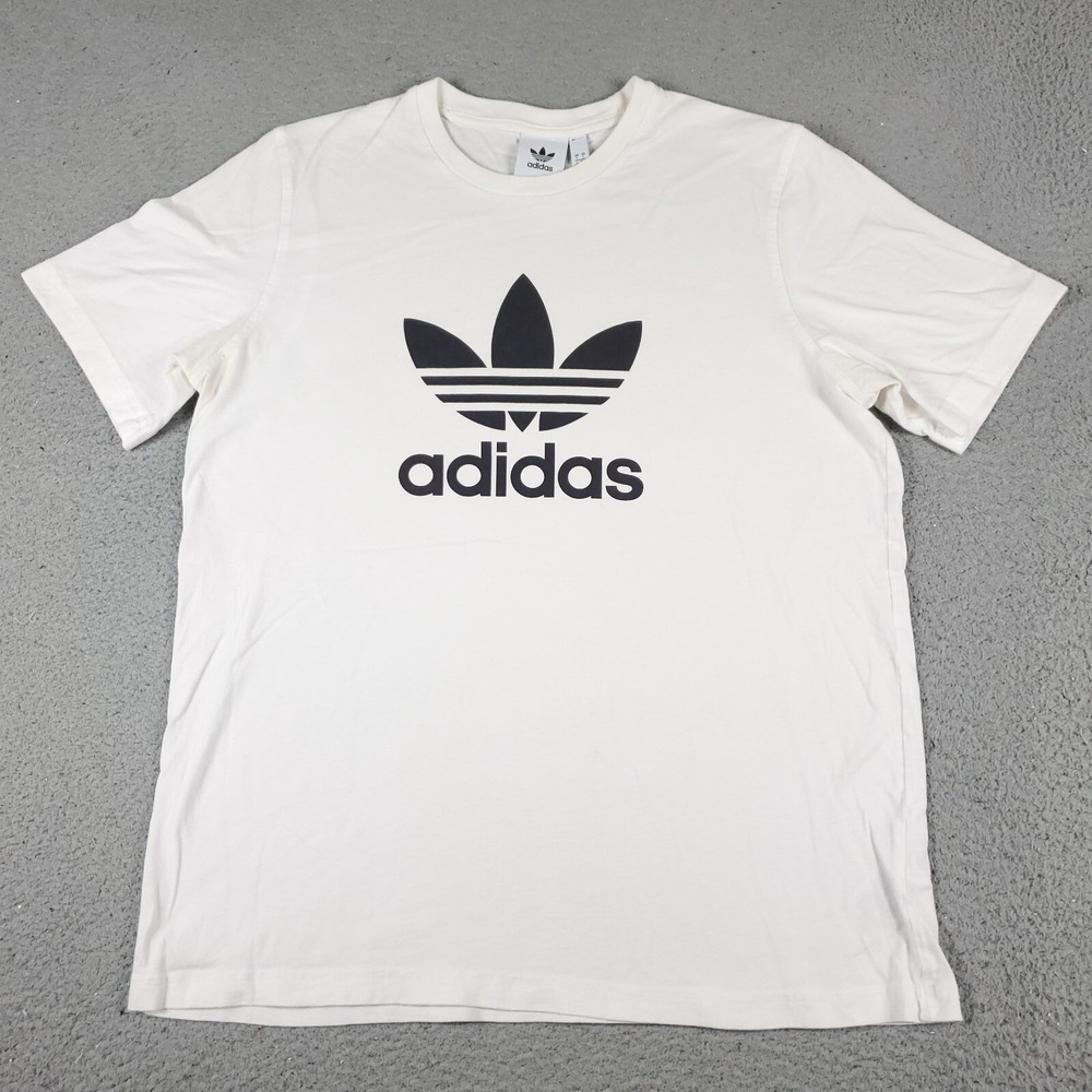 Adidas T Shirt Mens Large White Trefoil Logo Casual Short Sleeve Tee